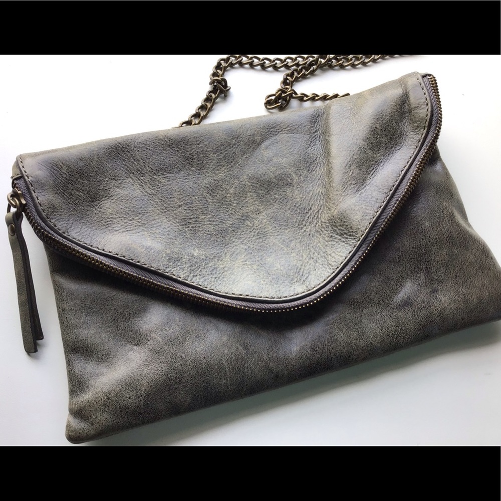 J. Crew Leather Envelope Chain Shoulder Bag Clutch